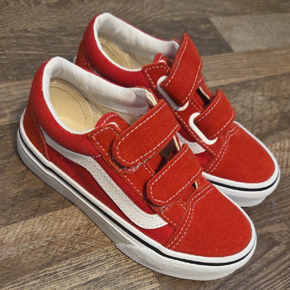 Kids Red Velcro Sneakers